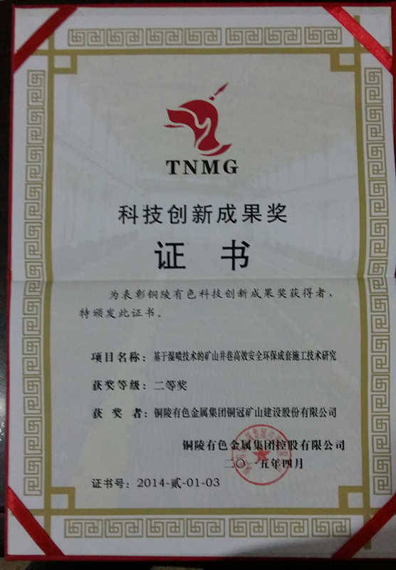 集团公司科技创新成果二等奖
