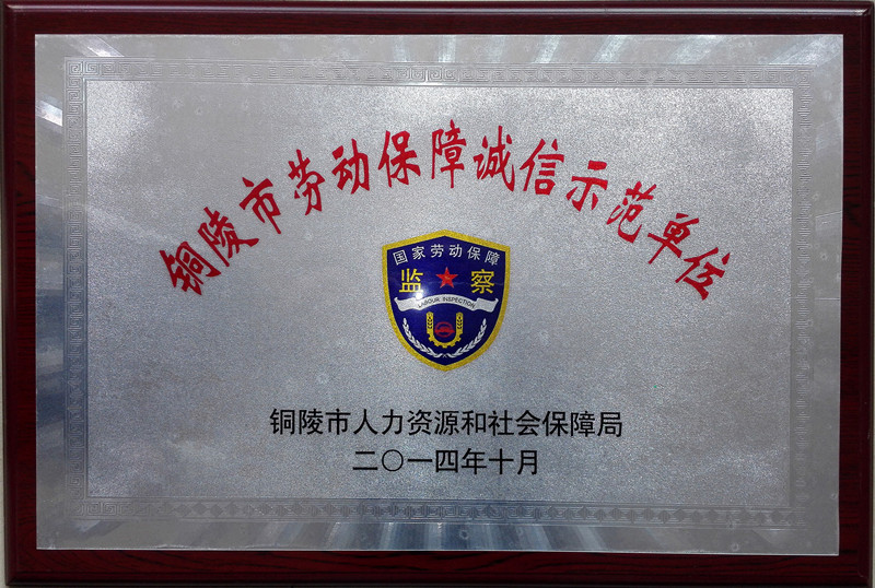 铜陵市劳动保障诚信示范单位