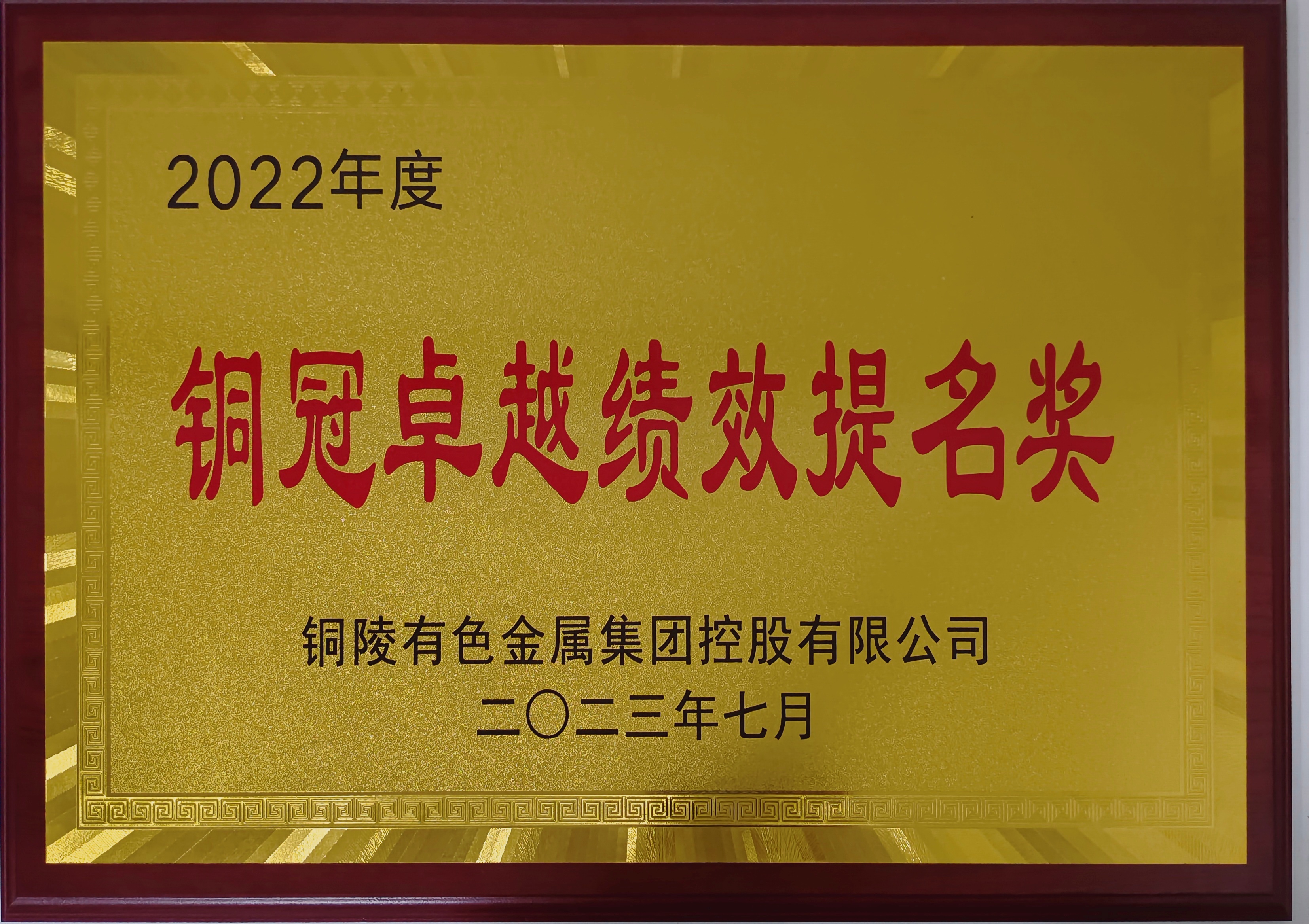 2022年度铜冠卓越绩效提名奖